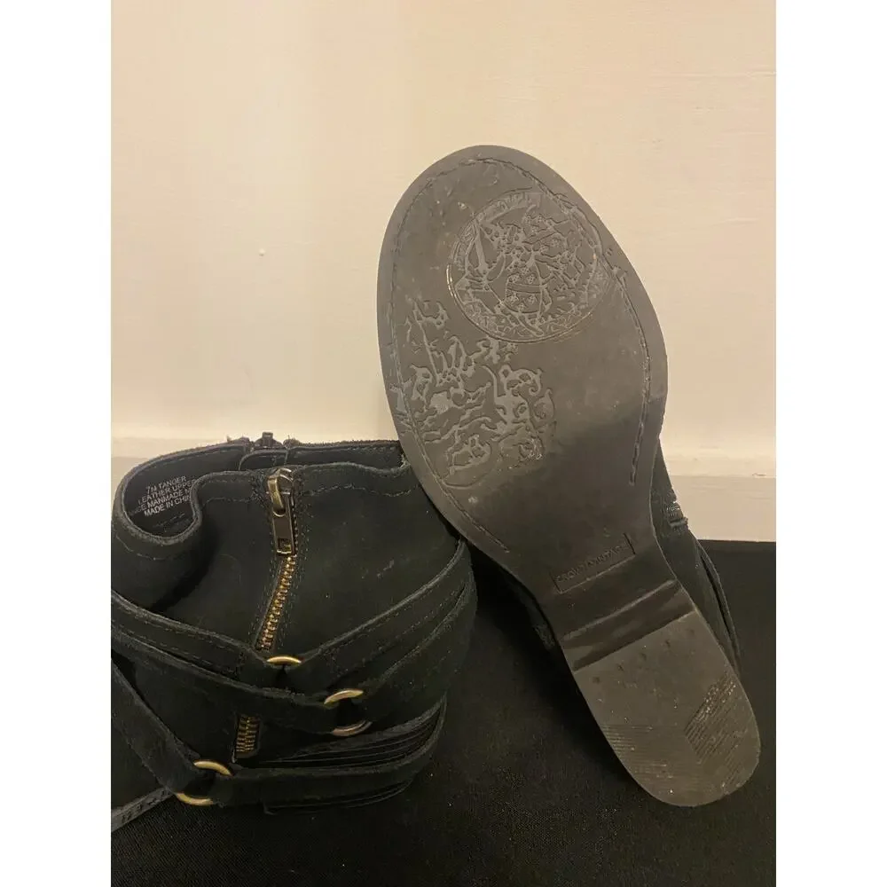 Crown Vintage Tanger Suede Leather Ankle Boot Bootie Shoes Buckle Size 7 M